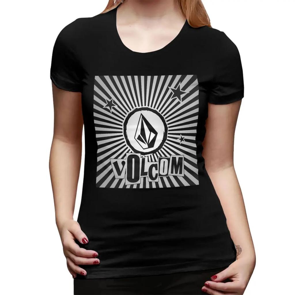 VVolcom Logo TShirt for Women ONeck Streetwear T Shirts Womens Tees Short Summer Clothes Tops