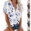 Женская модная повседневная рубашка с короткими рукавами и цветочным принтом, пуговицы с лацканами, верхняя блузка