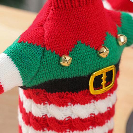 Рождественский чехол для бутылки вина, вязаный рождественский свитер для бутылки с шапкой Санты для бутылок вина, шампанского, пива, праздничное украшение для вечеринки