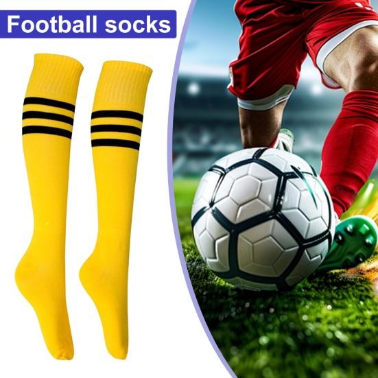1 пара носков средней длины, полосатые, нескользящие, высокоэластичные, впитывающие пот, футбольные чулки для болельщиков, детские гольфы, спортивные носки для школьных игр