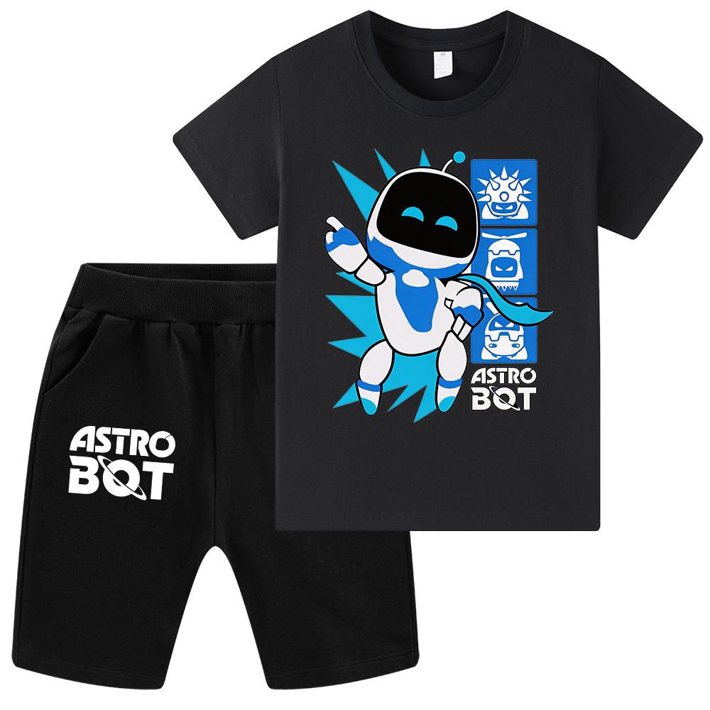 WA1339 2 шт./комплект Детские Мальчики Девочки Футболка с принтом Astro Bot с короткими рукавами Комплекты Шорты Верхний Костюм Штаны