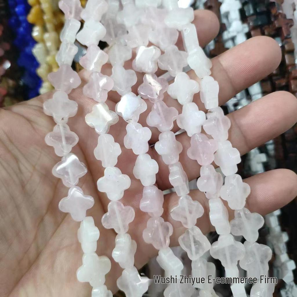 14mm Natural Crystal Agate Four-Leaf Clover Beads for DIY Jewelry