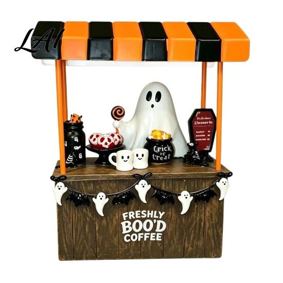 Resin Collectibles for Festival Halloween Ghost Figurine Spooky Cart Statue Ornaments Home Garden Decor Table Centerpiece Festive Party Decoration