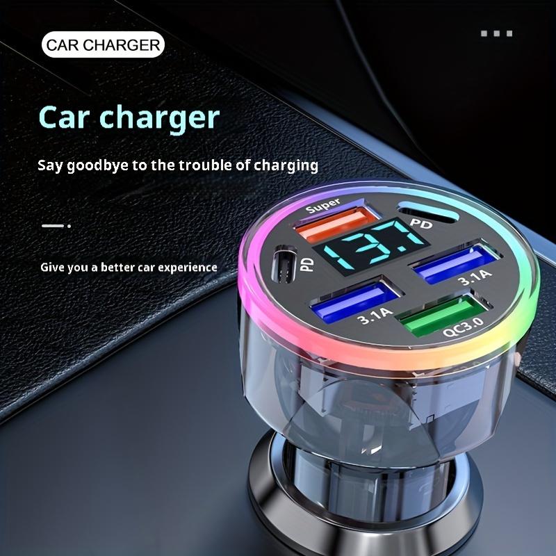 6-Port 66W Fast Car Charger - Rapid Mobile Phone Charging Adapter with 12V-24V Power Conversion Plug for Car Electronics Accessories