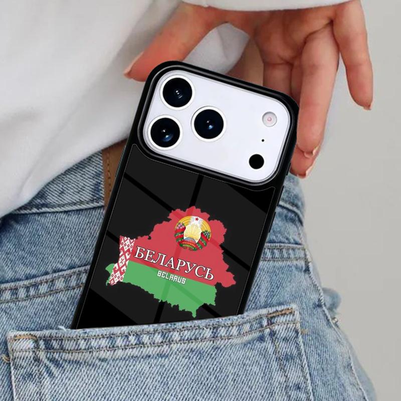 Мягкий чехол для телефона с флагом Беларуси для iPhone 16e 15 14 13 12 17 Pro Max Plus Air 17pro Чехол Coque