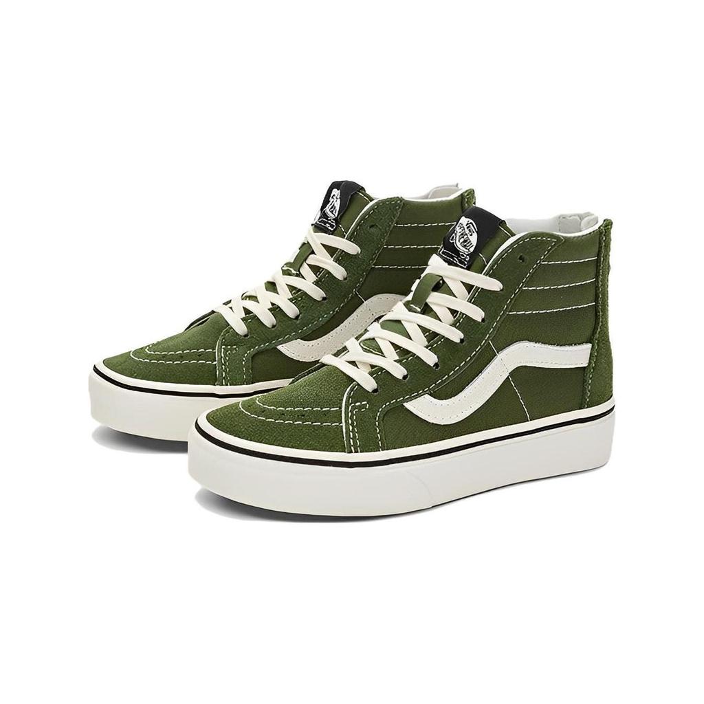 Vans Sk8 Zip Casual Versatile High Top Kids Skate Shoes Kids Sneaker Green VN0005VSBZ4