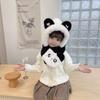 Autumn and Winter Children's Hat Baby Hat Scarf All In One Warm Plush Cute Cartoon Panda Warm Ear Protection Hat