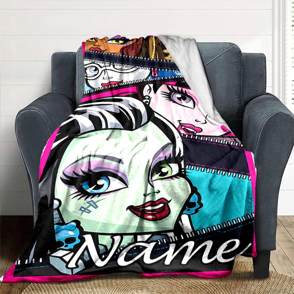 Customiz Name Personality Monster High Blanket Soft &Warm Sofa Office Bed Travel Lunch Break Blanket, Gift Suitable All Seasons
