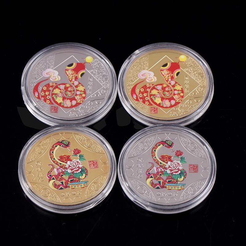 Памятные монеты 2025 года Змеи, медали китайского зодиака, 3D рельефные монеты, коллекционные годовые монеты