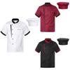 Chef's Uniform Kit Men's Button-Front Cook Shirt with Kitchen Cooking Chef Cap