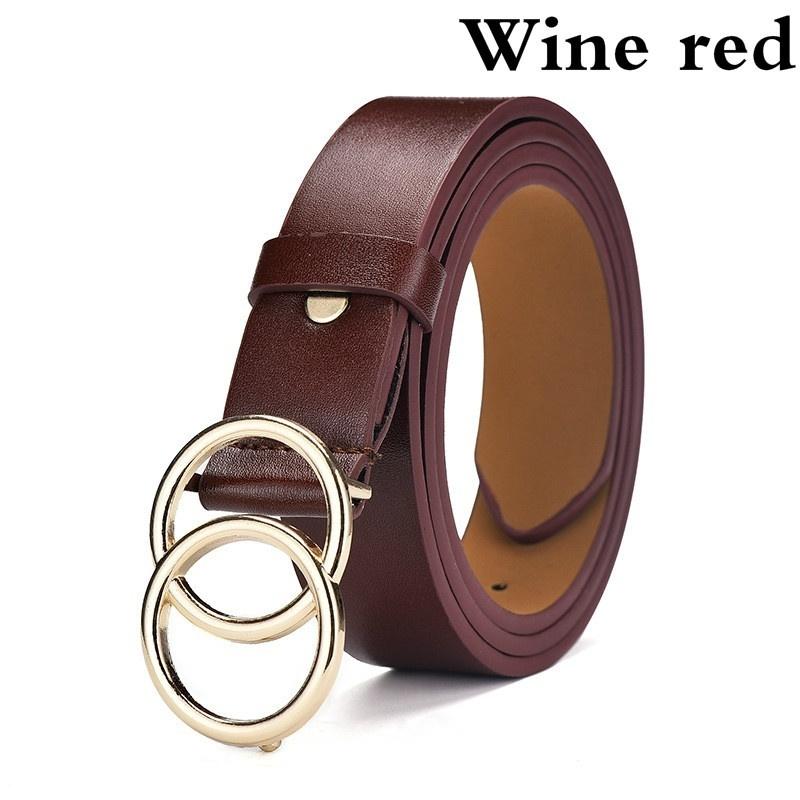 Женские кожаные ремни с двойной круглой пряжкой, модный ретро-регулируемый ремень