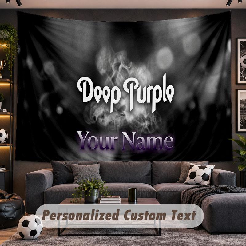 Wall Hanging Tapestry Custom NameDeep Purple Pattern Personalized Printed Fabric Wall Decor