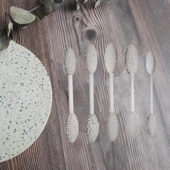 5/10Pcs Texture Tool Sets Durable Construction Ergonomic Handle Design DIY Oval Pattern Rollers Kit Modeling Sticks