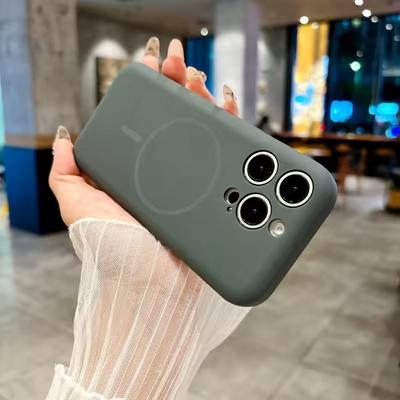 Жидкий силиконовый противоударный чехол для iPhone 16 15 14 13 12 11 16Pro Max 16Plus телефон магнитное беспроводное зарядное устройство для Magsafe Cover