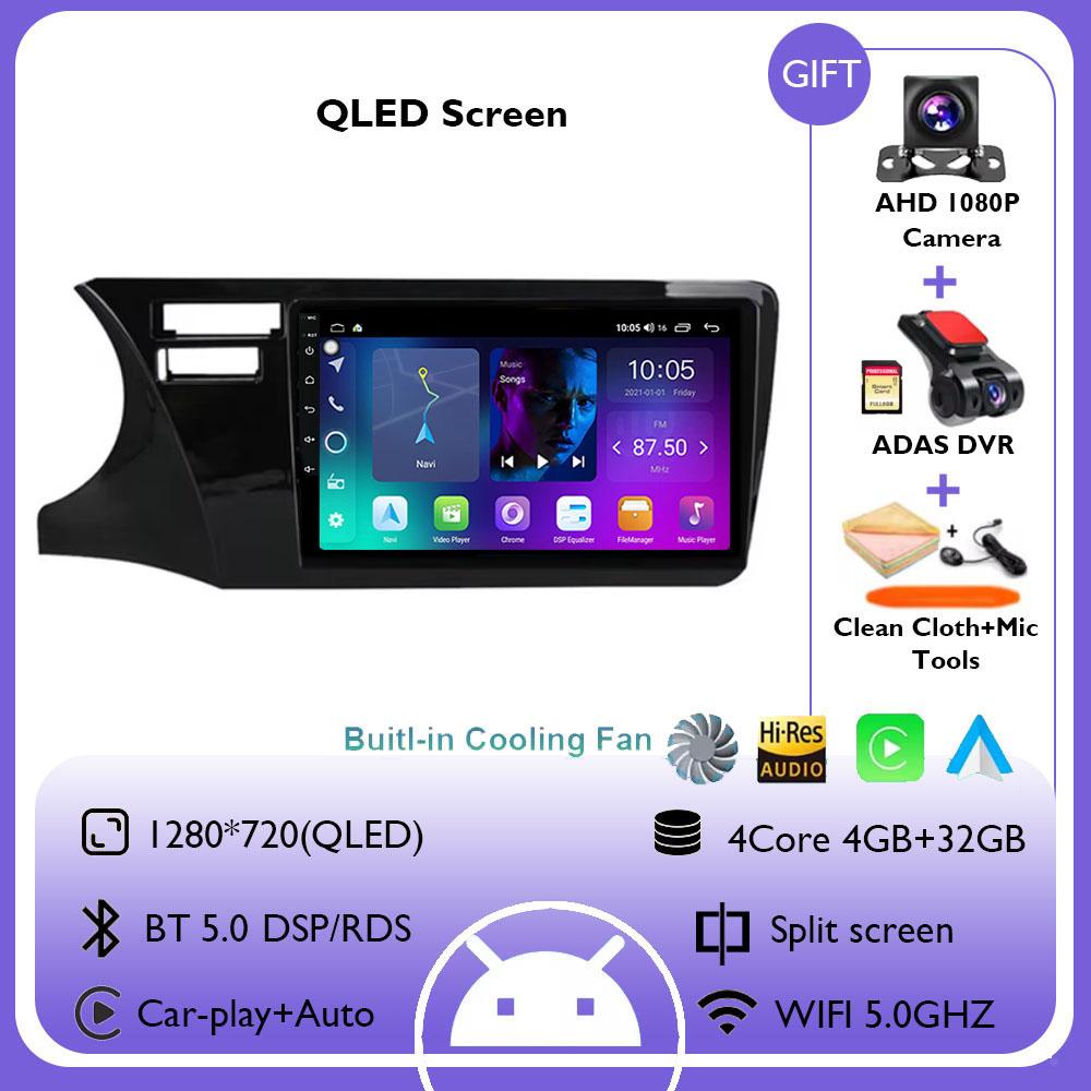 Android 14 Carplay Auto 4G+WIFI Car Radio For Honda City 2014 2015 2016 2017 GPS Navigation Multimedia Video Player Stereo Audio