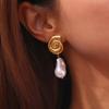 MamacitaSlay Серьги из нержавеющей стали в форме раковины улитки Серьги-подвески с жемчугом в стиле барокко Тренд 2025 года Раковина Раковина-конух Цепочка NK Ожерелья для женщин