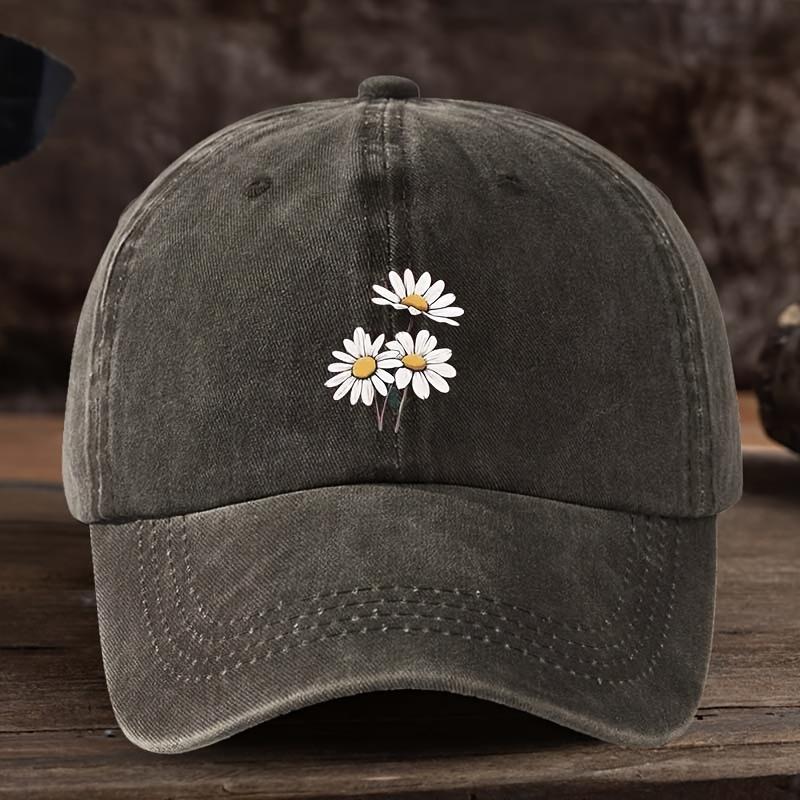 Three Daisy Print Baseball Caps for Men and Women, Outdoor Hats That Are Fashionable and Versatile,duckbill Caps That Are Trendy