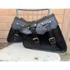Bag Leather Motorcycle Combo Goat Black Saddle Tool Panniers Pouch Side Genuine