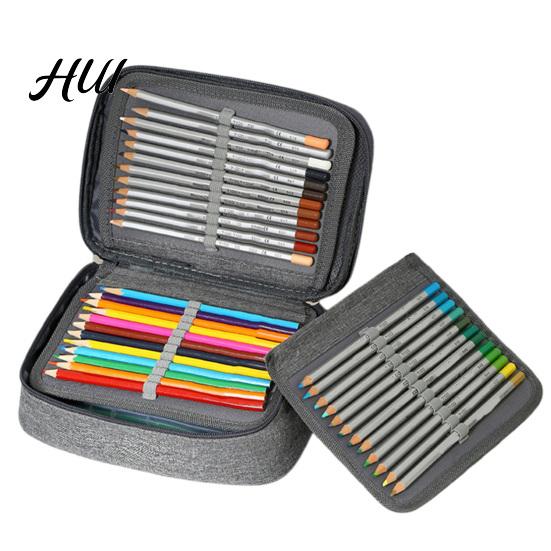 Portable Pencil Case 72-Slot Sketch 3-Layer Oxford Storage Pouch for Coloring Compact Travel Pens And Art Supplies Stationery Organizer Students