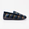 Men's BONADONA Comfort Fleece Slippers with Plaid and Brown Gradient