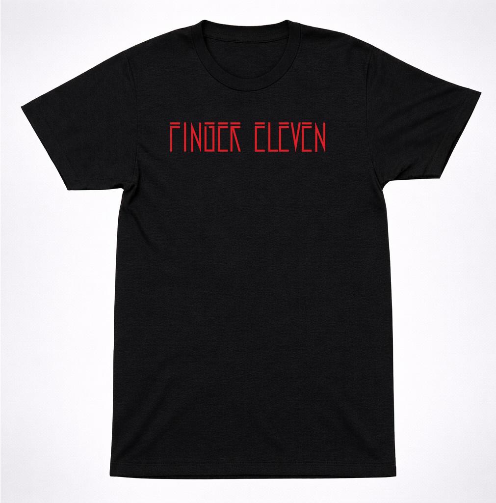 Футболка с текстовым логотипом Finger Eleven Альтернативная рок-группа Минималистичный символ Черная футболка