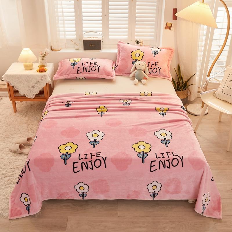 1pc Flannel Fleece Blanket for Beds Flower Printed Coral Fleece Blanket for Winter Warm Thow Blanket Single/Queen/King Plaids