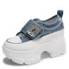 Fashion Canvas Shoes Women's 2024 Autumn New Fashion Rhinestone Slip-on Thick-soled High Platform Daddy Shoes Casual for Woman Sneakers