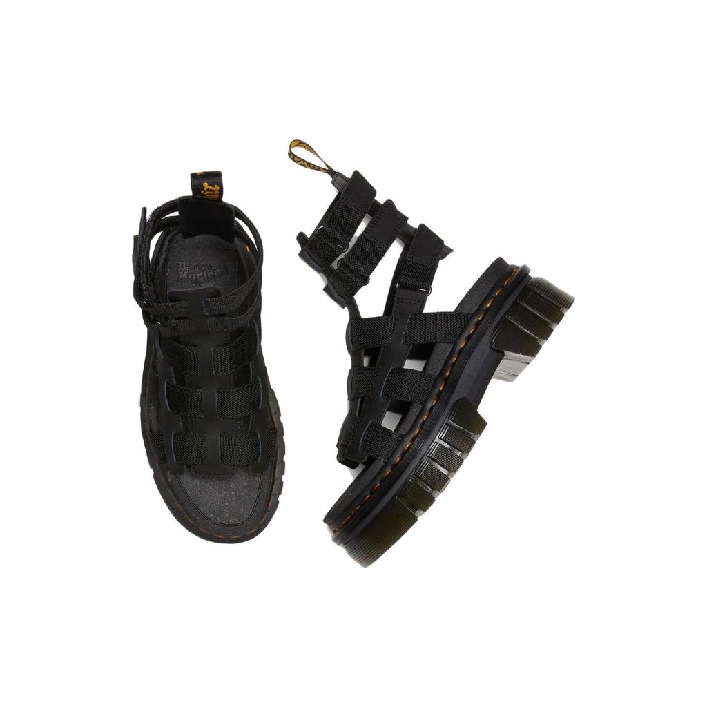 Dr. Martens Ricki Extra Tough Leather Soft Comfortable Thick Sole Fashion Sandals Unisex Sandals Black 30577001