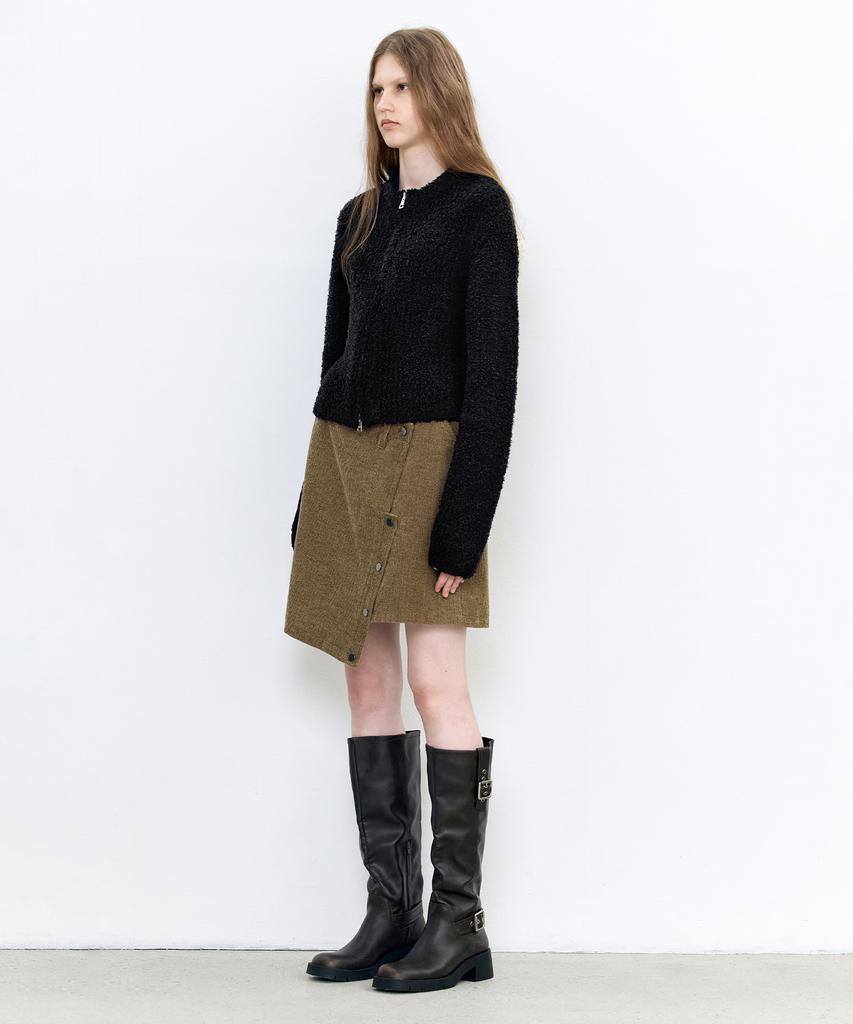 Insilence Woman Corduroy Asymmetrical Skirt Ash Brown