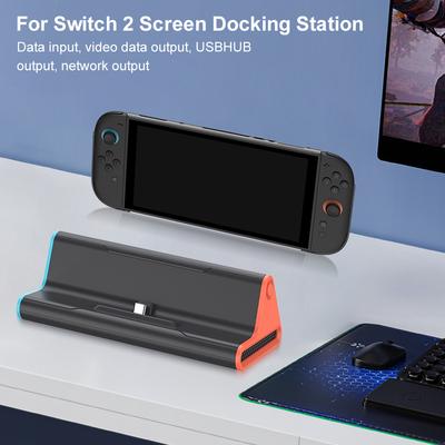 Для Switch 2 Адаптер док-станции для ТВ Игровая консоль Зарядная док-станция Подставка База с выходом, совместимым с HDMI/портом Type-C/USB-портом