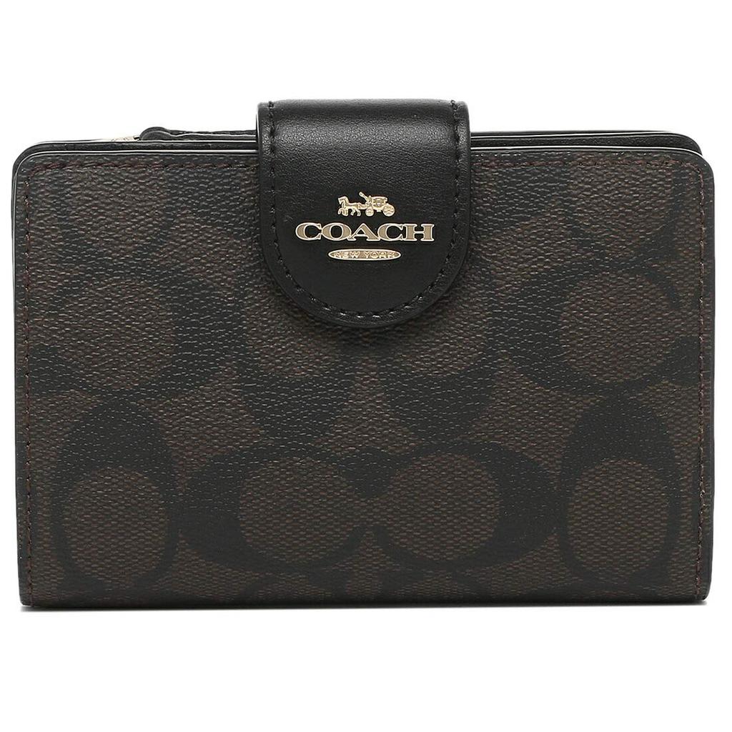 Outlet Bifold Wallet Signature FC0082 СРЕДНИЙ УГЛОВОЙ МОЛНИЯ КОШЕЛЕК SIGNATURE IMAA8 Коричневый Черный [Coach] Женский (1) [Элемент]