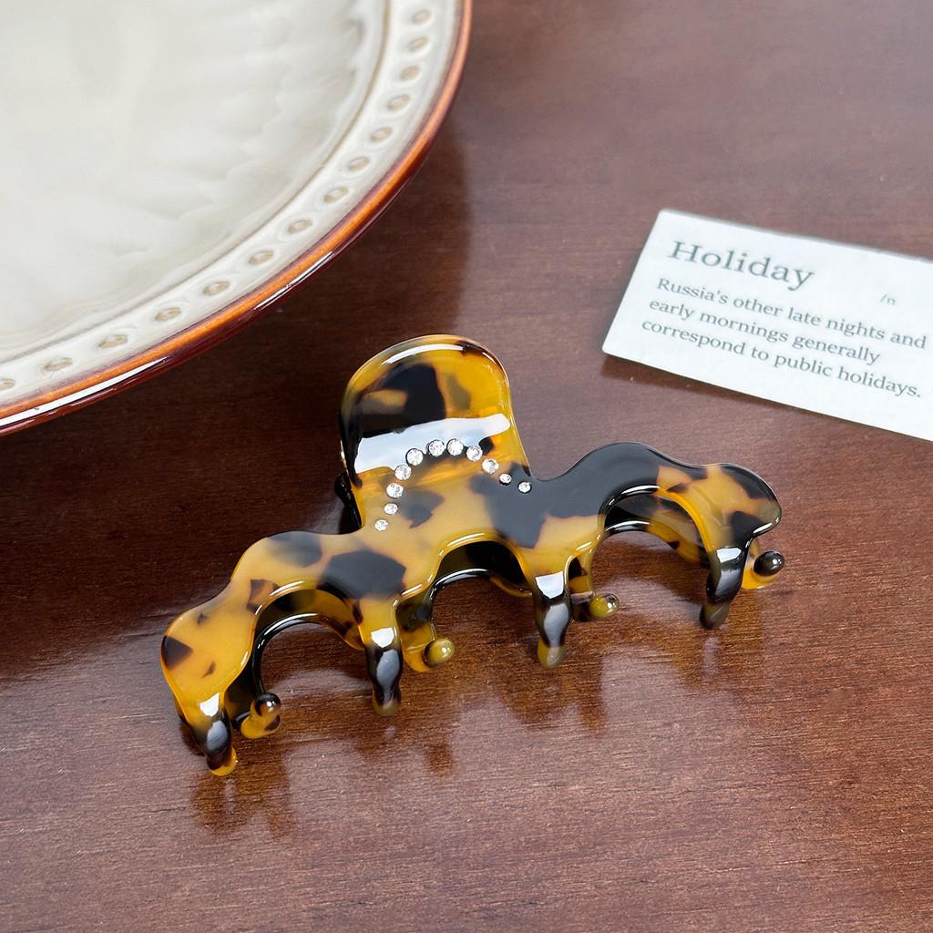 Стильная корейская ацетатная заколка для волос средней волны с акцентами из драгоценных камней для шикарных причесок