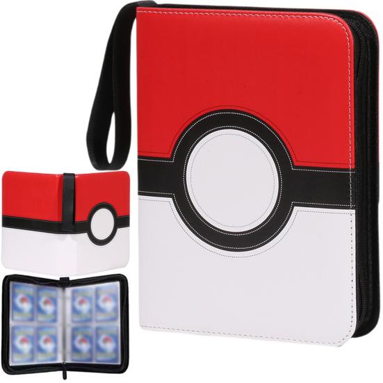 Game Card Collection Book 4 Pockets Fits 400 Cards with 50 Removable Sleeves Zipper Closure Card Binder Trading Card Holder Game Card Case Book