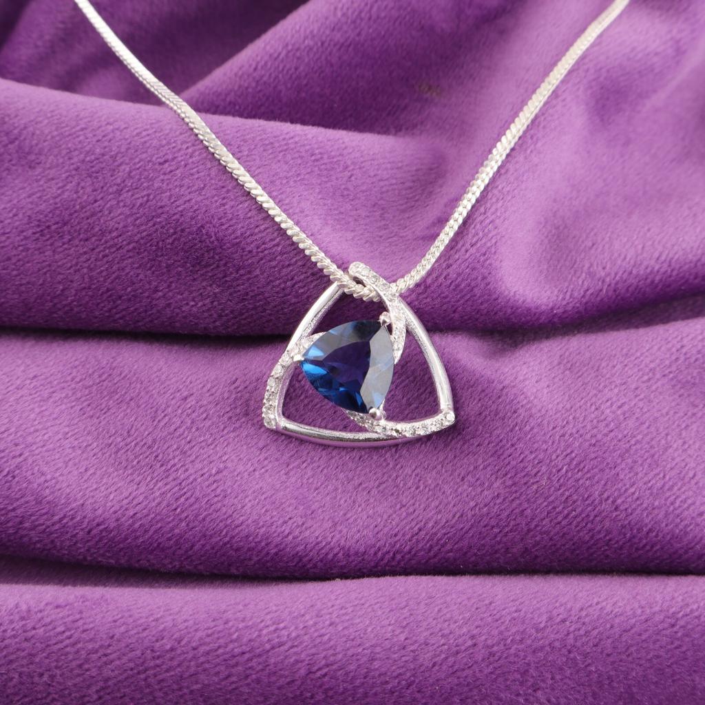 Лондонский голубой топаз Драгоценный камень 925 Проба Серебро Ювелирные изделия Подвеска с цирконом для помолвки CZP-10- 11