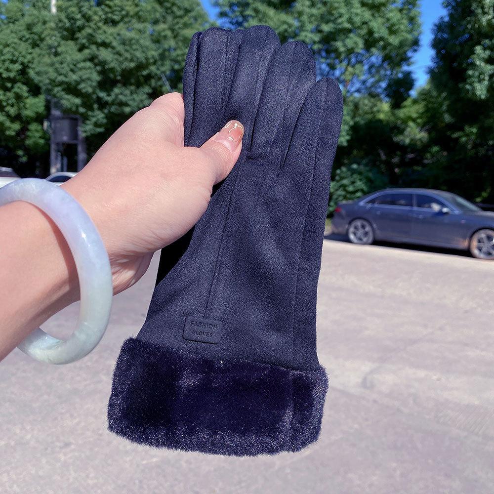 Новые женские осенне-зимние перчатки с сенсорным экраном, флисовые теплые замшевые перчатки для велоспорта, зимние утепленные перчатки от холода