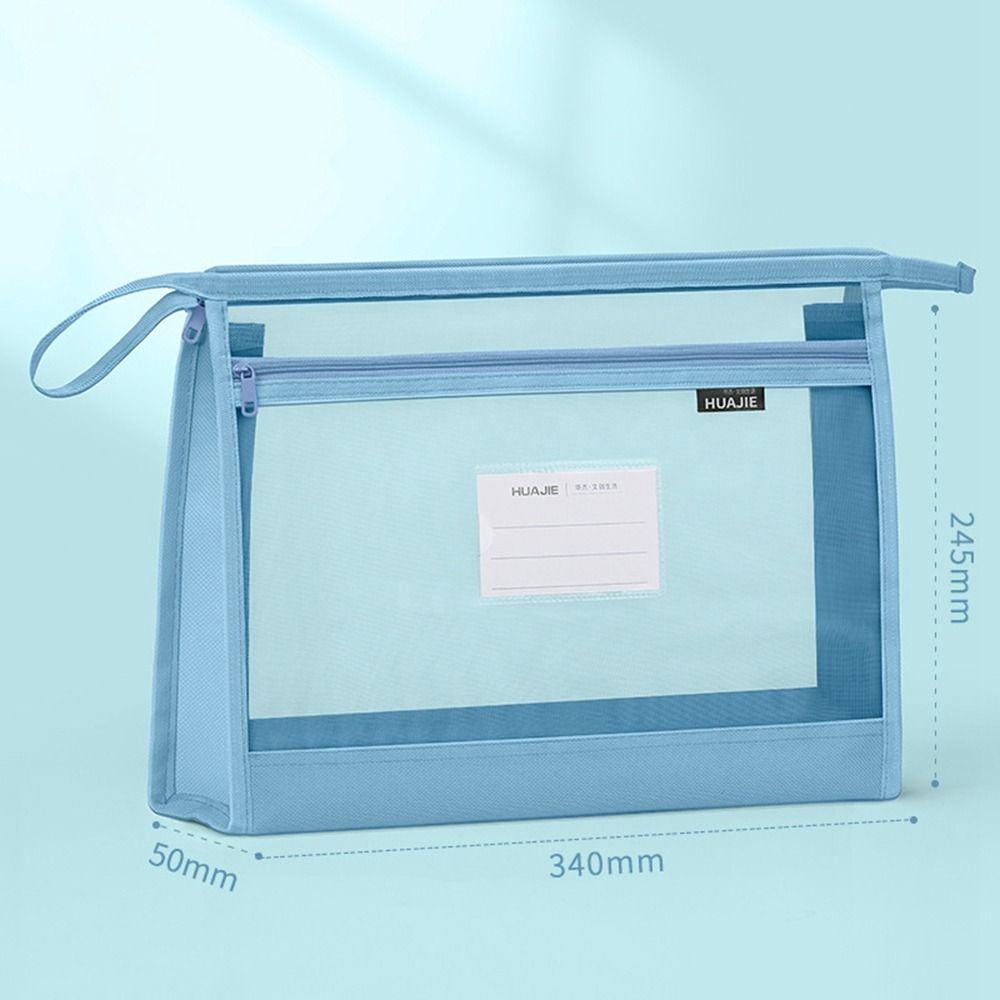 Прозрачная сетчатая сумка на молнии, сумка для хранения данных большой емкости, школьные канцелярские принадлежности