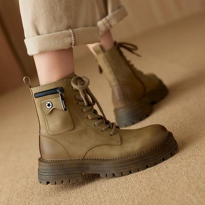 Роскошные ботинки из коровьей кожи на платформе для женщин, модные новые повседневные туфли с мягкой подошвой, женские осенне-зимние ботильоны для женщин