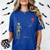 Funny Skeleton Red Balloon Halloween T-shirt Women Sarcastic Print T-Shirts Casual Short Sleeve Graphic Tee Spooky Season Gifts