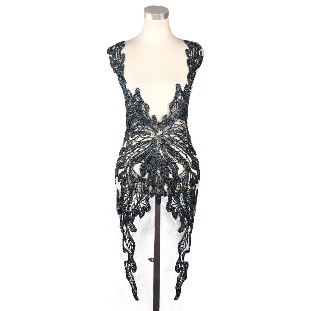 Tight Beaded butterfly Pattern Design Sparkly Beaded Large Dress Applique Patch DRA-117