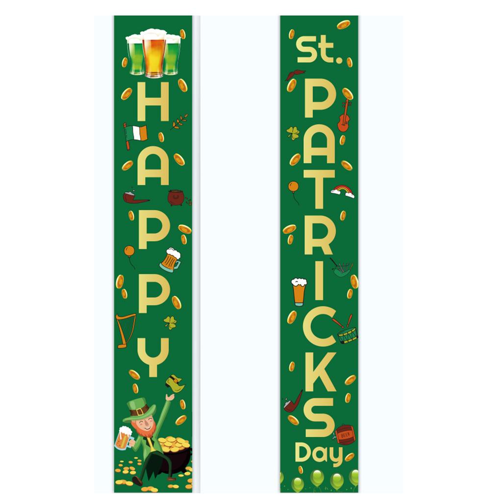 St. Patrick'S Day Family Party Door Frame Decoration Couplet Polyester Cloth Flag Poster Customization