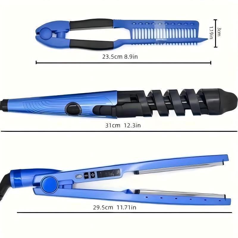Три в одном: щипцы для завивки, выпрямитель для волос, спиральные бигуди и расческа для электрической укладки волос