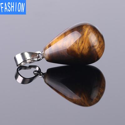 Женский кулон с натуральным кристаллом, каплевидный кулон с половиной драгоценного камня, тигровый глаз, агат, лазурит, груша, ожерелье, кулон