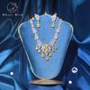 CMM Luxury White Golden Color Tassel Necklace Earrings Set Bohemian Style Cubic Zirconia Jewelry Set