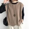 Women Knitted Vest Autumn Winter O Neck Solid Color Wavy Hem Warm Soft Loose Casual Female Ladies Waistcoat Sleeveless Top Knitwear
