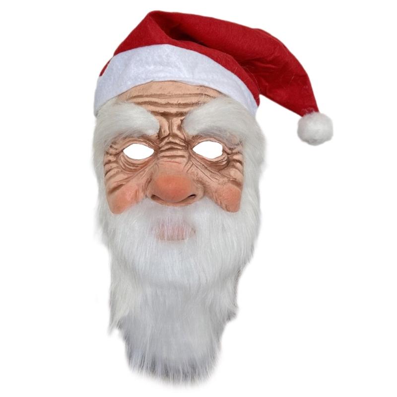 Костюм маски Санты Рождественские аксессуары костюма Санты для рождественской вечеринки, Костюм маски Санты со шляпой и бородой