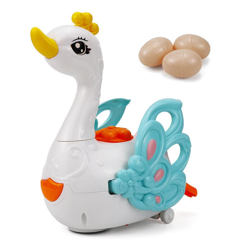Игрушка Игровой домик Маленький лебедь, несущий яйца, Электрическая универсальная ходьба, Веселая электрическая детская музыкальная развивающая игрушка
