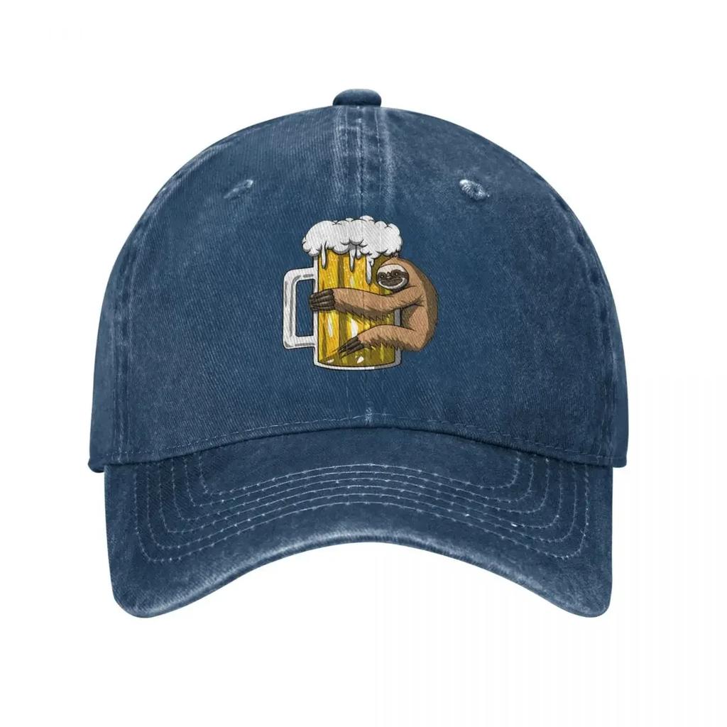 Sloth Beer Party Baseball Cap Vintage Distressed Denim Kawaii Animal Folivora Sun Cap Unisex Outdoor Summer Caps Hat