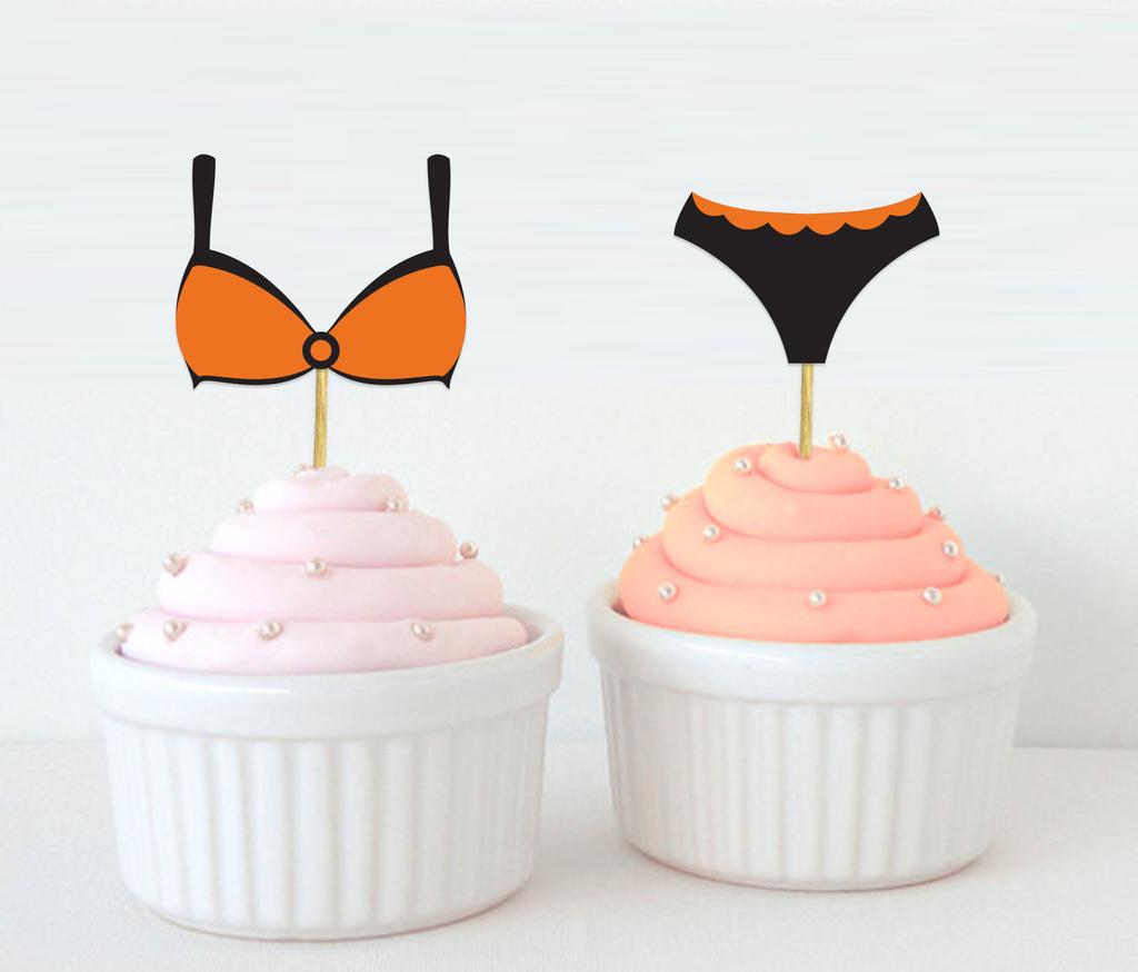 Darling Souvenir| Bachelorette Party Cupcake Toppers Glitter Bra Panty Cake Decoration Sports