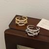 Корейский стиль Двойное кольцо Женское Ins Трендовое Популярное в интернете Модное дизайнерское кольцо Блестящий циркон Элегантные женские украшения