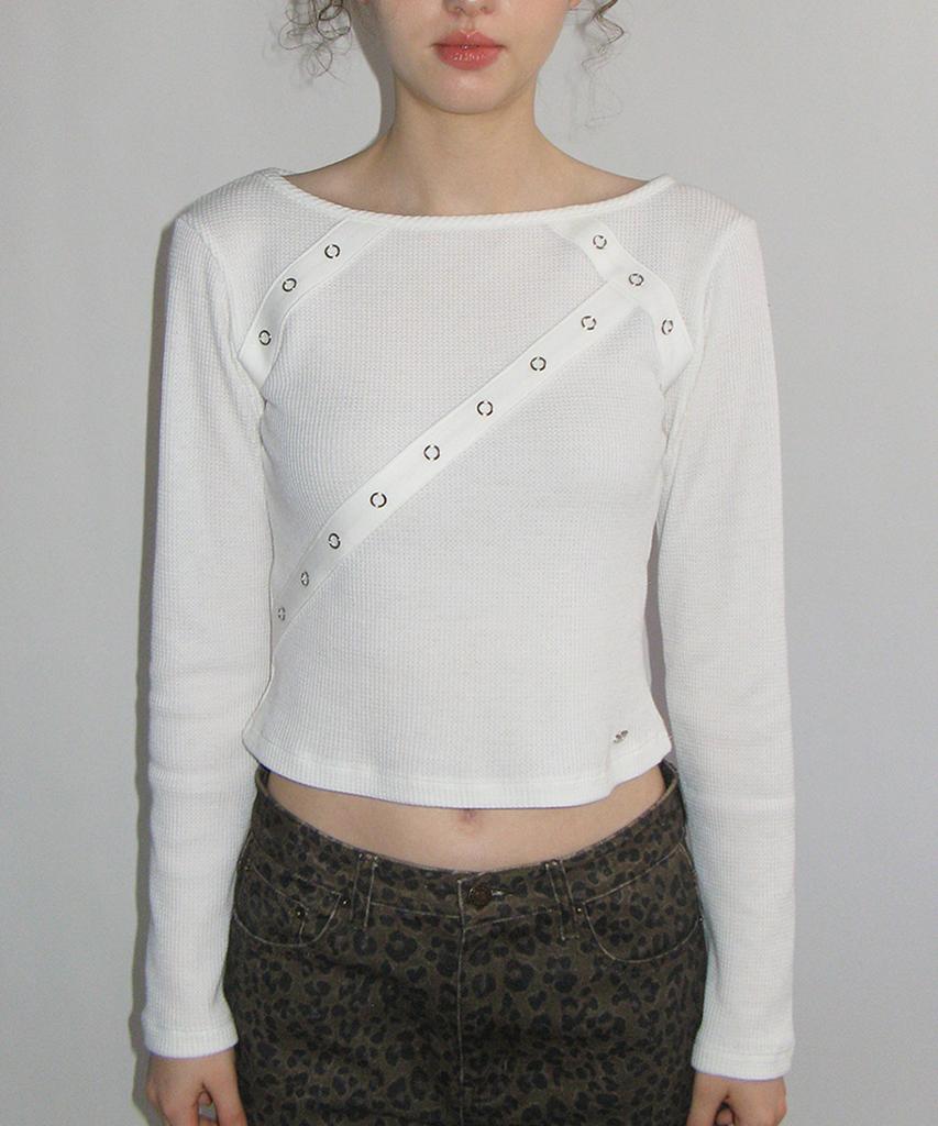 CRANK Eyelet Tape Waffle T-Shirt_White